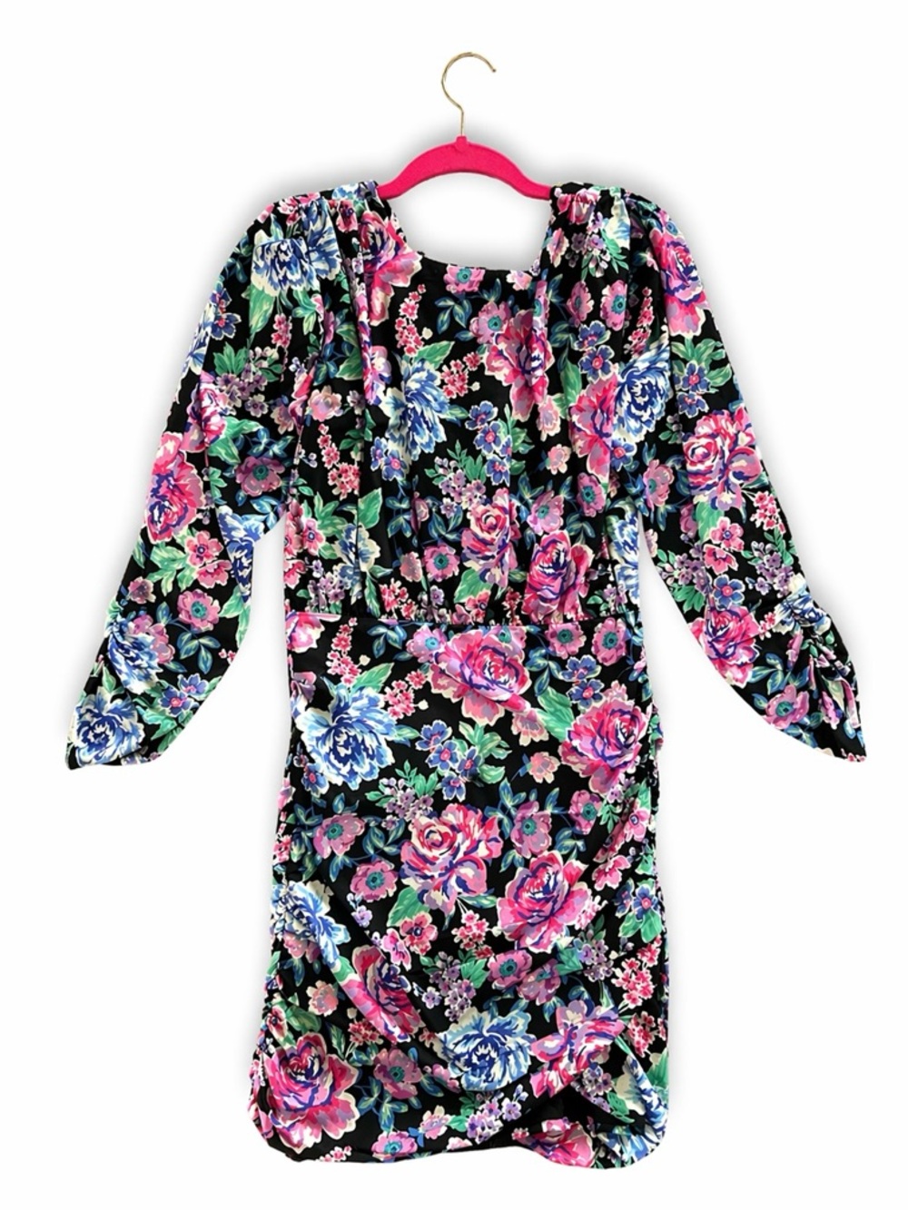 For Love & lemons Floral Black Pink Blue Dress